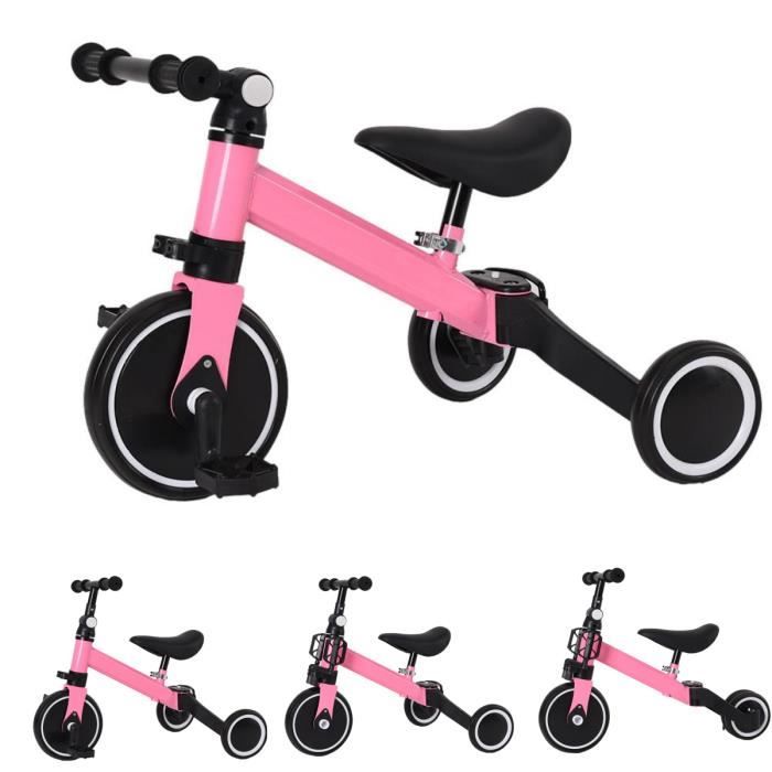 Tricycle Vélo Enfant YYIXING®3 en 1 - Rose - 60*42*49cm - Vélo Draisienne