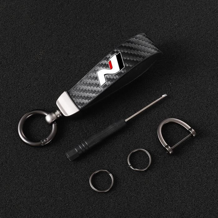 Porte-clés Voiture En Cuir Avec Logo - Universel, En Fer Et Cuir Noir - Cadeau Pour Homme/femme