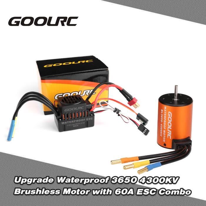 Anself GoolRC Mise à Niveau Imperméable à L’eau Moteur Brushless de 3650 3500KV avec 60A ESC Combo Set pour Camion RC Voiture 1-10