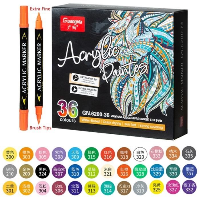 36 Couleurs-B - stylos marqueurs de peinture acrylique 36 couleurs