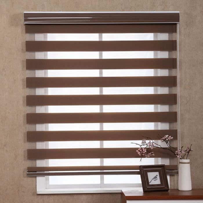 Store Enrouleur Jour Et Nuit Sans Percage Marron 40x140 Cm Store De Fenetre Occultant Pour Chambre Salon Version Stantard Cdiscount Maison