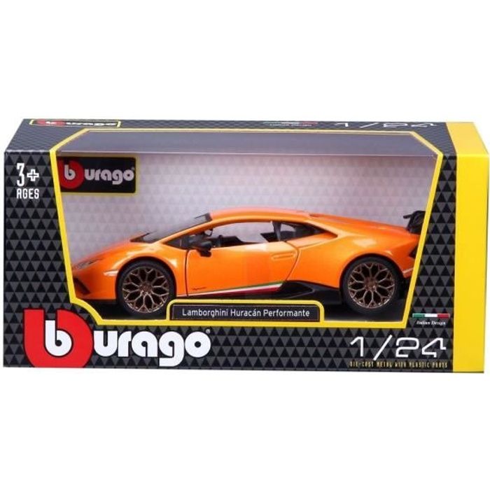 véhicule miniature - bburago - 1/24 lamborghini huracan peformante - orange - intérieur - 3 ans et plus