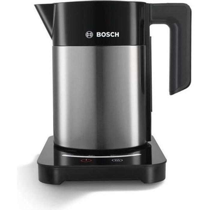 Bouilloire électrique programmable BOSCH TWK7203 - Noir et Inox - 1,7L - Socle 360° - Arrêt automati