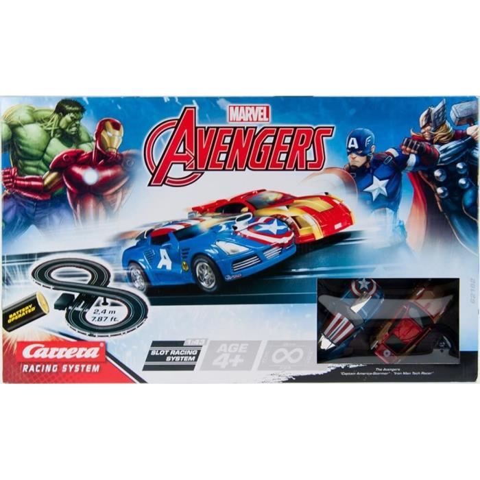 Carrera Marvel Avengers Slot Car Racing System Figure de 8 pistes de karting avec 2 voitures