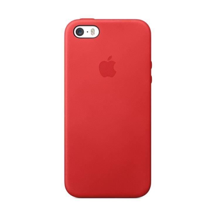 Coque en Cuir pour iPhone 5-5S-SE - Rouge - Achat coque ...