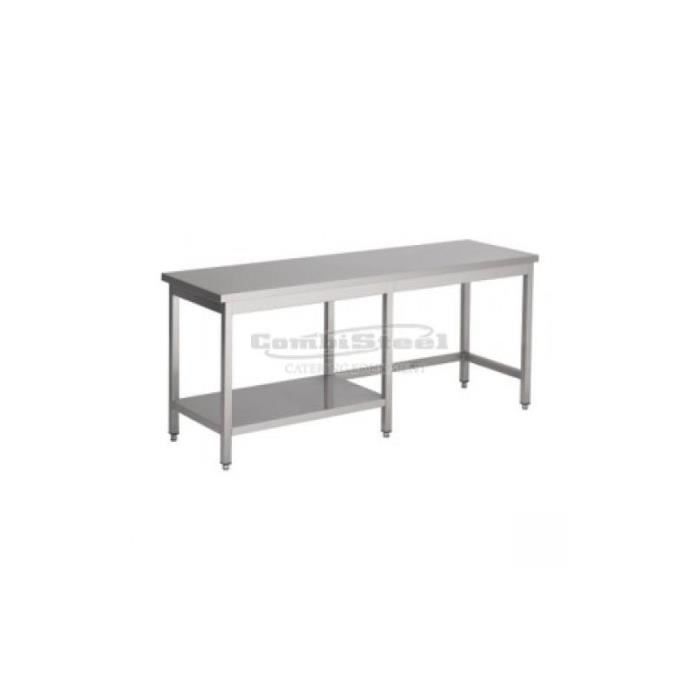 Table de Cuisine - COMBISTEEL - Gamme 800 - Inox Brillant - 2000x800mm - Demi Étagère