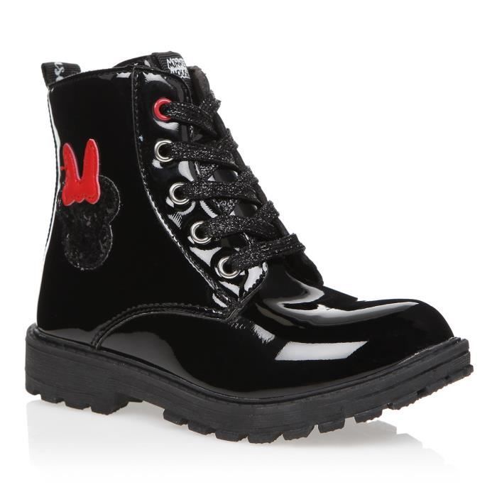 MINNIE Bottine Cir e Lacets Noir Enfant Fille Cdiscount Chaussures