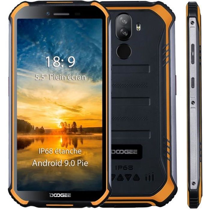 Vente T&eacute;l&eacute;phone portable DOOGEE S40 Smartphone 4G IP68 - Etanche - 5.5" Android 9.0 - Batterie 4650mAh - 32 Go - Orange pas cher