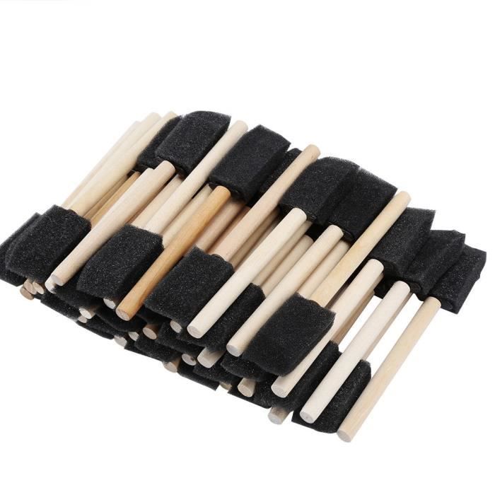 Set De 25 Pinceaux éponges Ronds – Manches En Bois, 5 Tailles | Pour Peinture Enfants, Artisanat, Loisirs Créatifs, Poterie