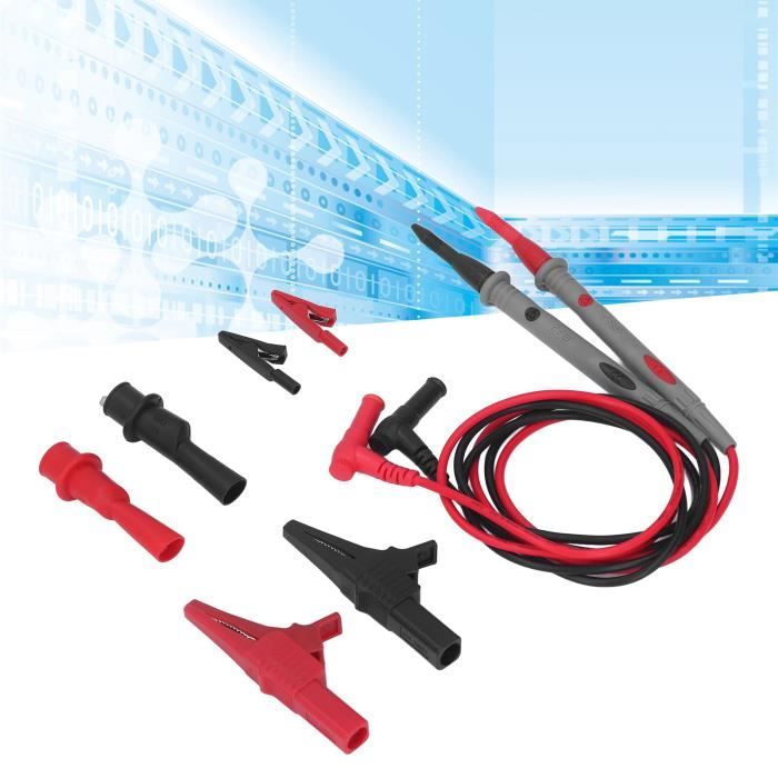 Lot 5 Pinces Test Crocodile 2 Mm Isolées Rouge + Noir – Avec Prise Aiguille Pour Équipement Mesure