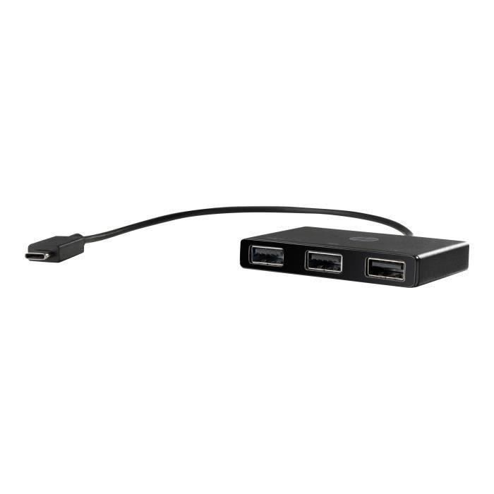 Concentrateur USB-C vers USB-A - HP - Hub - 3 ports - Noir