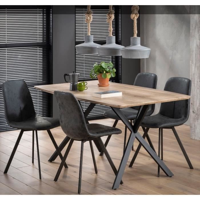 Table Repas Bash Design Chene Avec Pietement En Acier Natural Bois Inside75 Cdiscount Maison