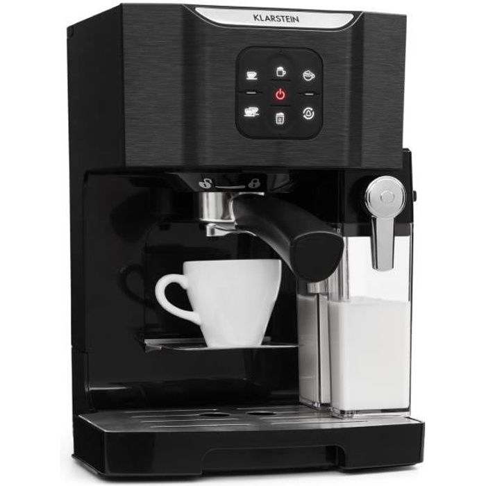 Cafetière expresso Klarstein Bella Vita - 14L - 1450W - Mousseur de lait - Noir
