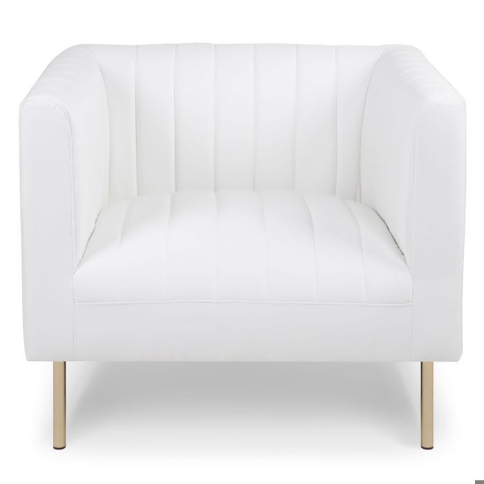 MENZZO Fauteuil moderne à coutures verticales Sacramento Simili Blanc MENZZO Fauteuil moderne à coutures verticales Sacramento Simili Blanc