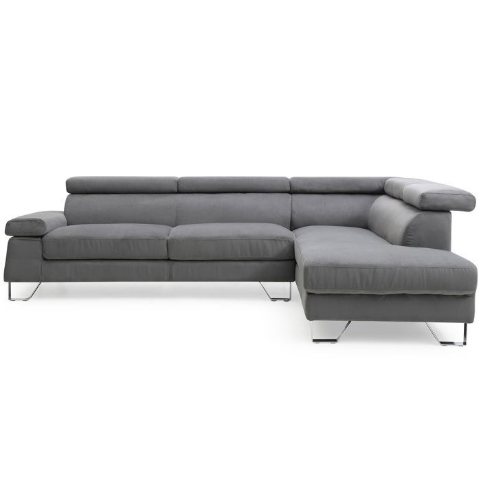 MENZZO Canapé dangle avec têtières relevables Quentin Velours Gris Foncé -L260 x P170 x H74 cm MENZZO Canapé dangle avec têtières relevables Quentin Velours Gris Foncé -L260 x P170 x H74 cm