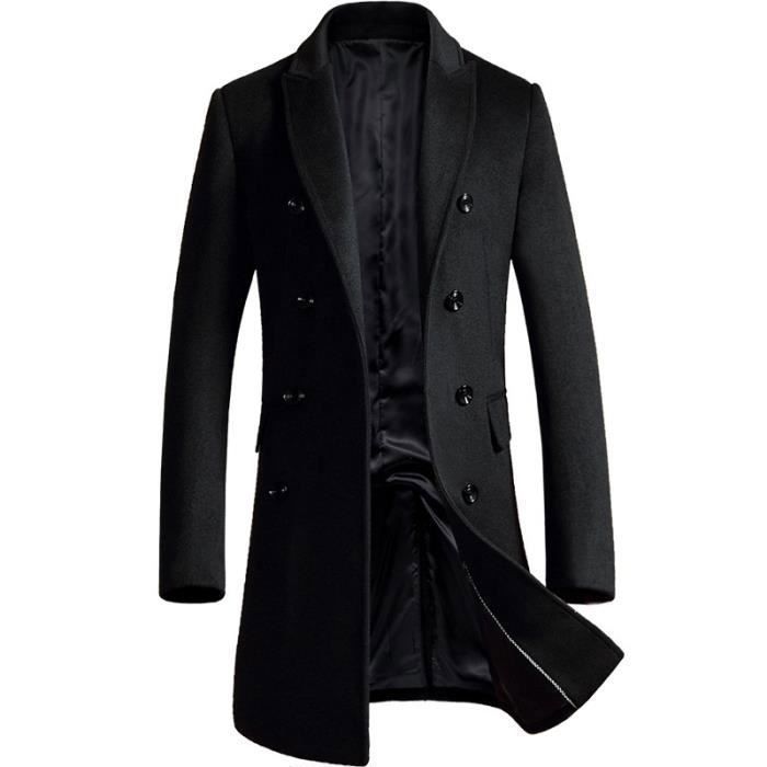 Manteau Longue Homme en Laine Mode Manteau Croisé