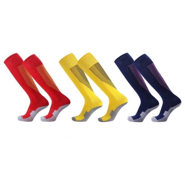 Lot 3 Paires Chaussettes Foot Enfant Anti-Dérapantes – Respirantes Pour Football, Basket, Sport, Crampons Adhésifs