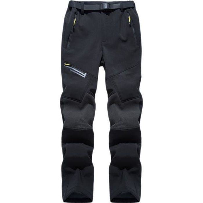 Pantalon de Ski Imperméable Homme Marque Noir Randonnée Softshell  Thermique Chaud Doublé Polaire Hiver
