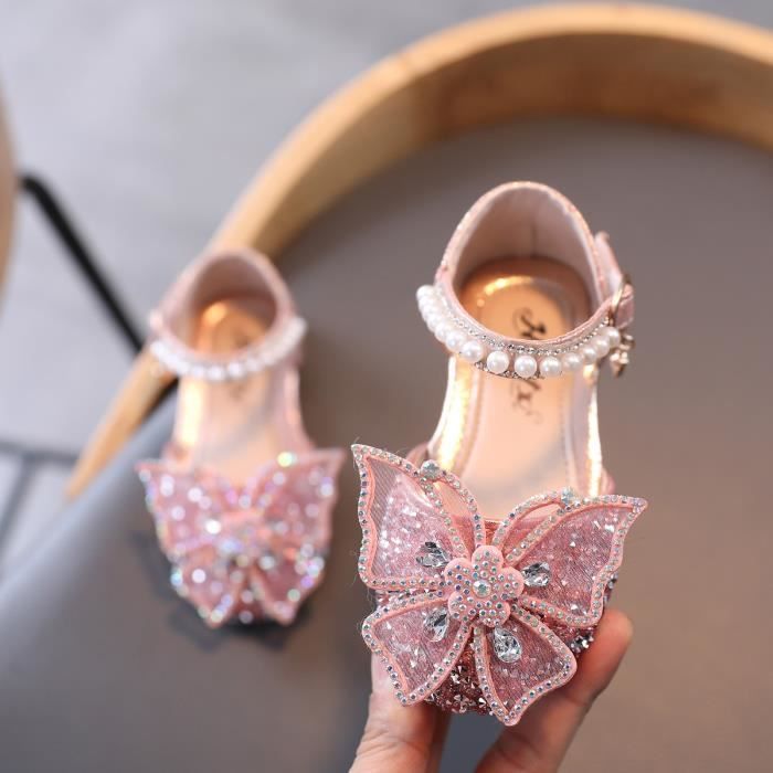 Infantile Enfants Bébé Filles Perle Cristal Bling Bowknot Simple Princesse  Chaussures Sandales Rose Rose - Cdiscount Chaussures
