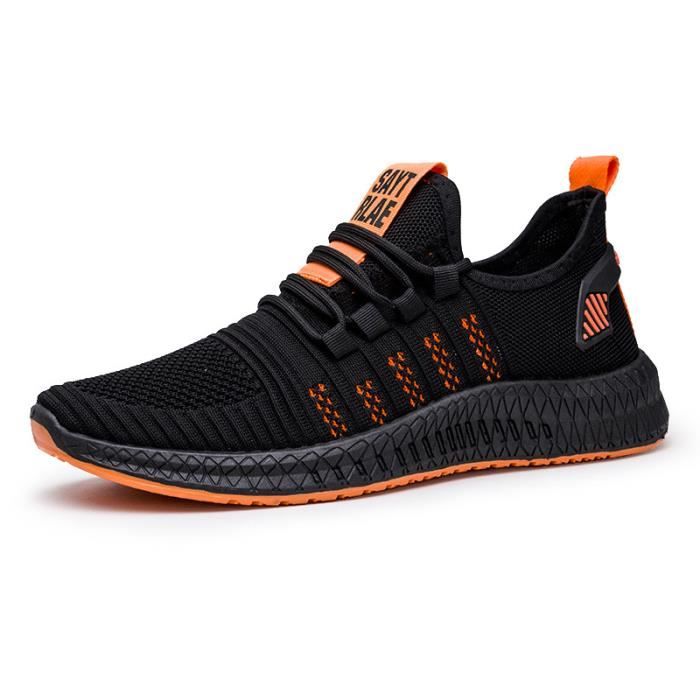 LEOCLOTHO Chaussures de Running HommeRespirant Basket Homme RéSistant à LUsureChaussures DéContractéEs Pour le Tennis-Orange