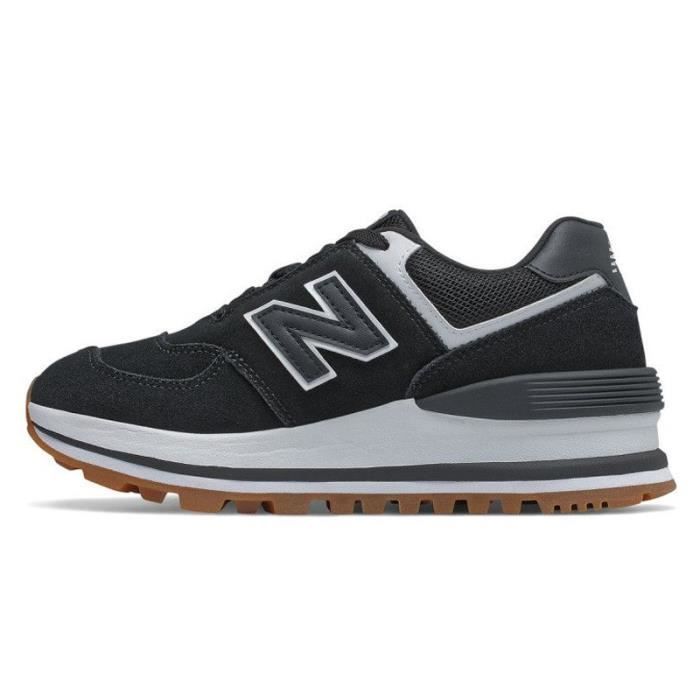 Basket New Balance 574 - Réf. WL574-CAF - Noir, Blanc - Empeigne en cuir et en textile