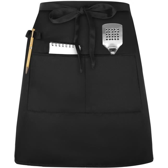 Tabliers De Cuisine Courts étanches - Lot De 2, Polyester, 58x43 Cm, 2 Poches, Unisexe, Pour Restaurant, Barbecue, Maison, Café