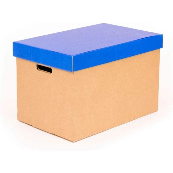 KARTOX Lot de 2 boîtes de rangement avec couvercle mat pour déménagement et  rangement en carton avec poignées en carton très ré193 - Cdiscount Bricolage