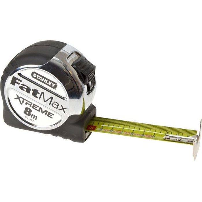 Mètre Ruban Stanley FATMAX 8m - Revêtement Blade Armor - Fabriqué En France - Classe II De Précision