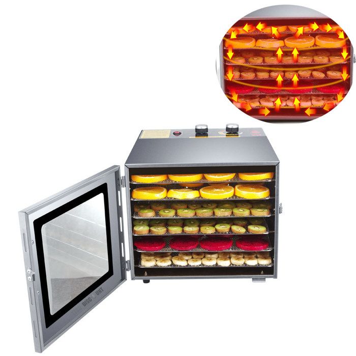 Séchoir pour fruits et légumes TD® 6 couches Température réglable Chauffage circulant à 360
