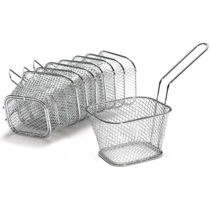 8PCS Mini Mesh Paniers Frites Frais à Friteuse Outil de Cuisson 105x85x65cm