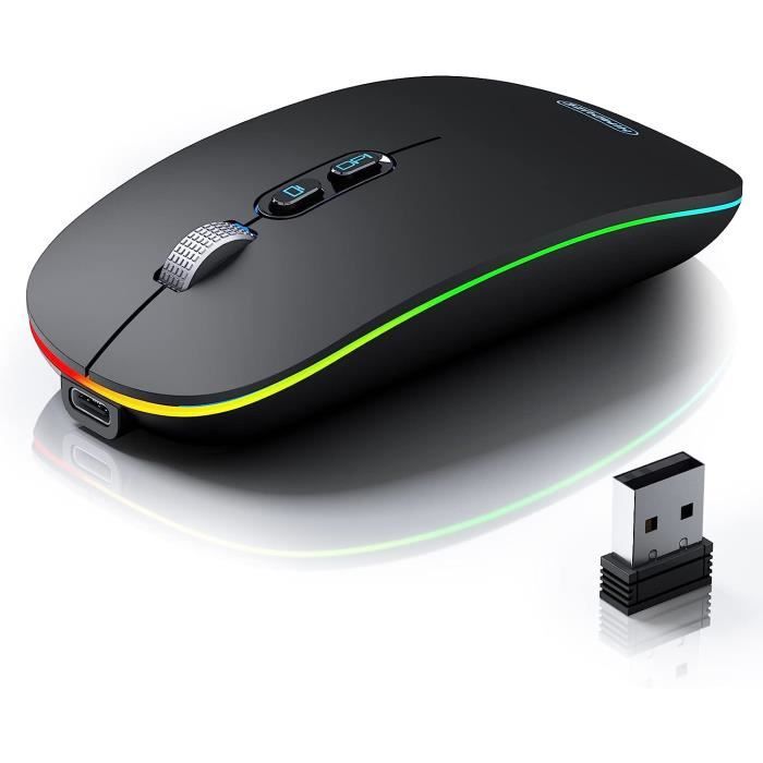 Souris De Jeu Sans Fil Avec Récepteur Usb, 1600Ddpi, 2.4Ghz Pc Gaming