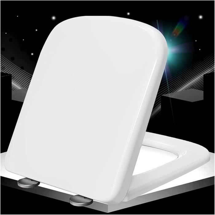 Abattant WC Himimi Fermeture Amortie - Universel, Blanc, Plastique Antibactérien, 450x361mm