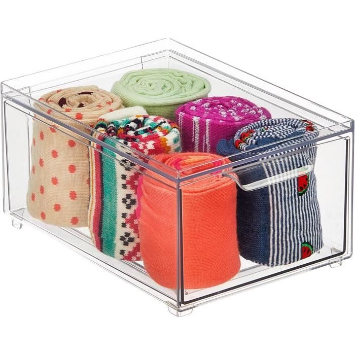 CYYZB Boîte De Rangement Tiroirs Empilable Transparente 5/6 Tiroirs - Organisateur Bureau Et Cosmétiques