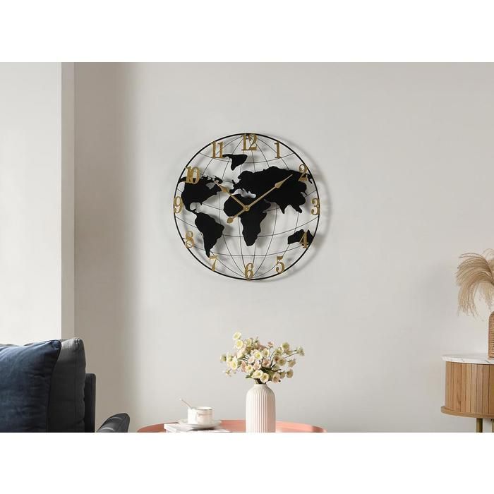Horloge Murale Vintage 60 Cm - Cadran Squelette Métal Noir - Mouvement Silencieux à Piles