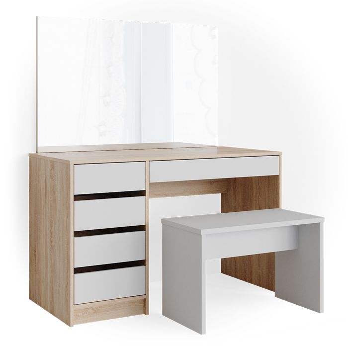 Coiffeuse Sherry 120cm avec banc Blanc/Sonoma Vicco 36882