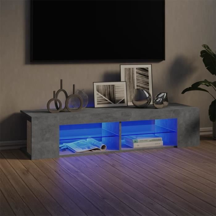 {2280}UUMF® Contemporain - Décor Meuble TV avec lumières LED Gris béton 135x39x30 cm - 1parcel - 135 x 39 x 30 cm