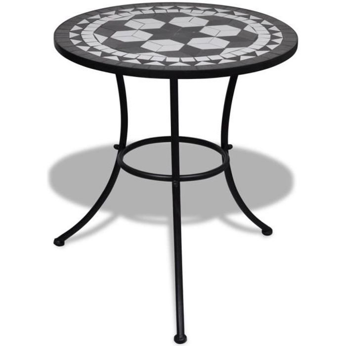 VidaXL Table de bistro Noir et blanc 60 cm Mosaïque