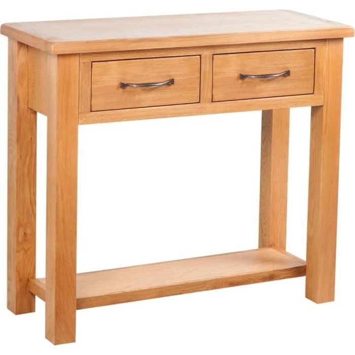 vidaXL Table console avec 2 tiroirs 83x30x73 cm Bois de chêne massif