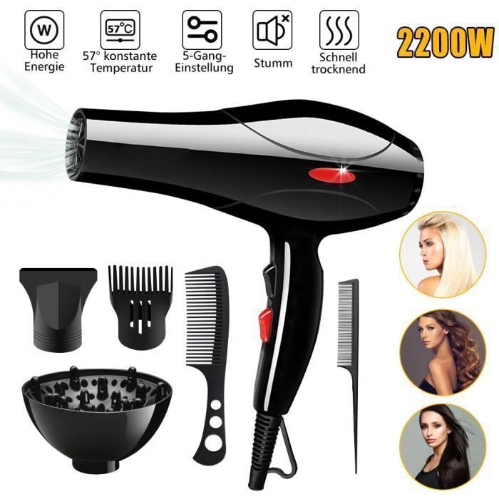 Seche Cheveux Professionnel,2200W Sèche Cheveux Séchage Rapide,Sèche-Cheveux  et Accessoires Diffuseur,Buse,Peigne,Concentrateur - Cdiscount  Electroménager