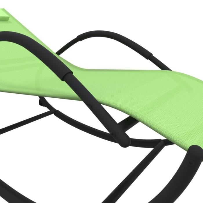 fhe - bains de soleil - chaises longues à bascule 2 pcs vert acier et textilène - dx0549