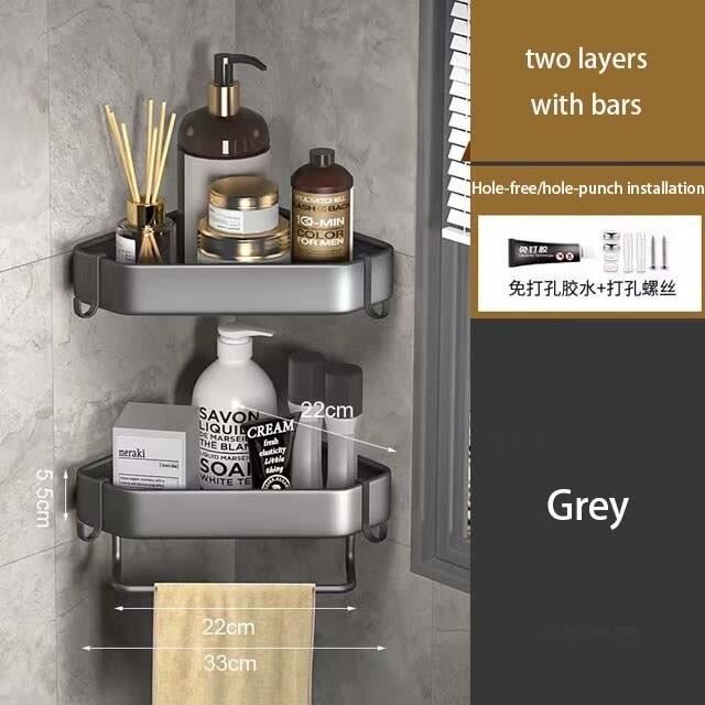 Étagère Salle De Bain Axentia Nizza - Acier Inoxydable Avec Fixation Adhésive