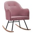 Fauteuil à bascule grand confort en velours rose - BELLE - 7553 - Pieds en bois de hêtre - Design contemporain-1