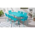 Ensemble table de jardin et 8 chaises - Acier - Palavas - Bleu-1