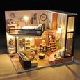 DIY LED Maison de Poupée Dollhouse  Miniature Bois Meuble Jouet Créatif Cadeau Noël-1