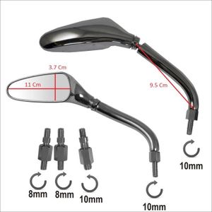 Adaptateurs Miroir Moto Scooter 10 Mm Femelle Vers 8 Mm Mâle - Lot De 2 Chromés Pour Rétroviseurs - 3