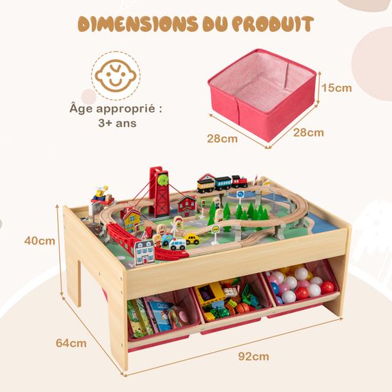 GOPLUS Train En Bois 3 Sections – 13 Blocs Empilables Animaux – Corde De Traction – Jouet D’éveil 18+ Mois – Motricité Et Créativité