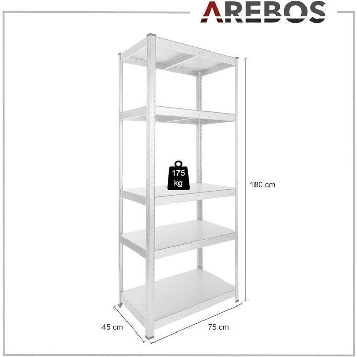 Etagère charges lourdes emboîtable d'atelier 150 x 75 x 30 cm à fond