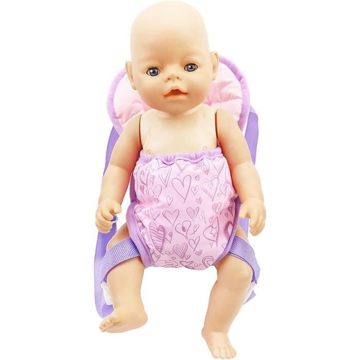 Violet Sac à Dos Porte-bébé et Couches pour Baby Poupée, Accessoires pour  18 Poupées (40-45 cm)