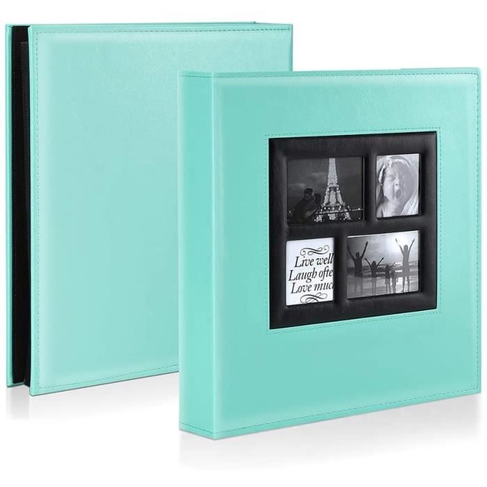 Album photo de mariage avec pochettes pour jusqu'à 1000 photos 4x6, grand  album photo en velours vert avec fenêtre photo -  France