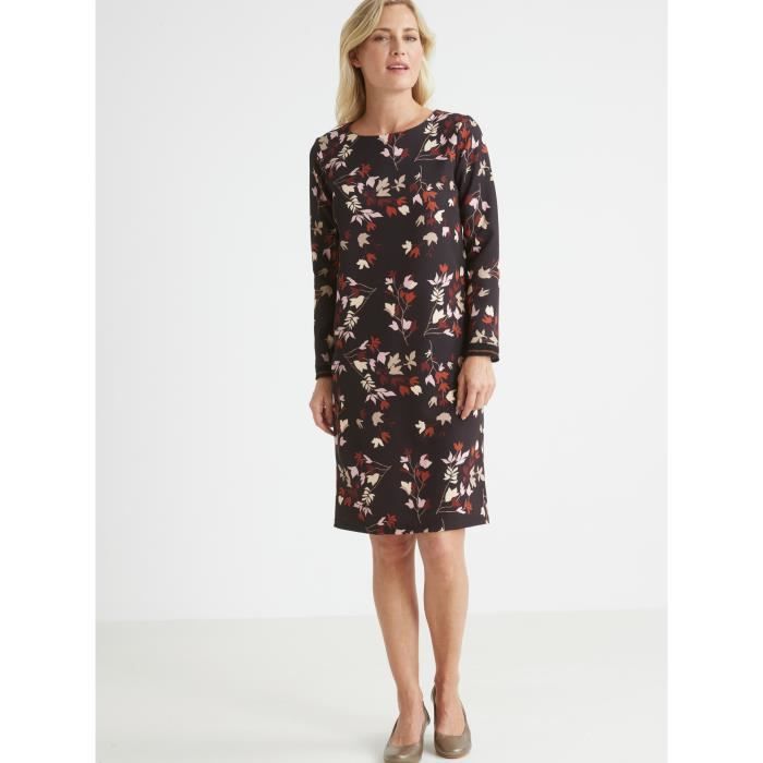 Robe housse encolure bateau fluide Imprime noir CHARMANCE by Daxon Noir orange Cdiscount Pret a Porter